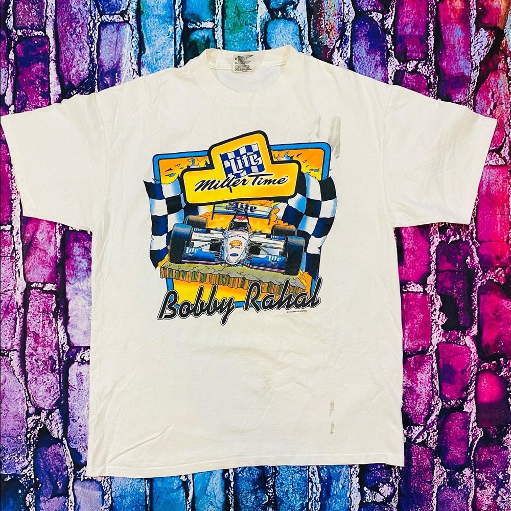 Vintage Bobby Rahal Indy car Miller Time size XL